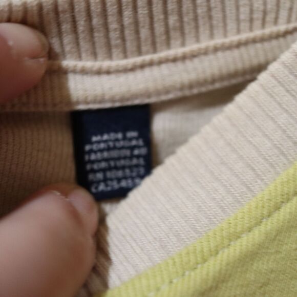 Ted Baker Men’s Preppy Yellow Gray Stripe Cotton Crewneck Sweater Medium Chic - Picture 8 of 13